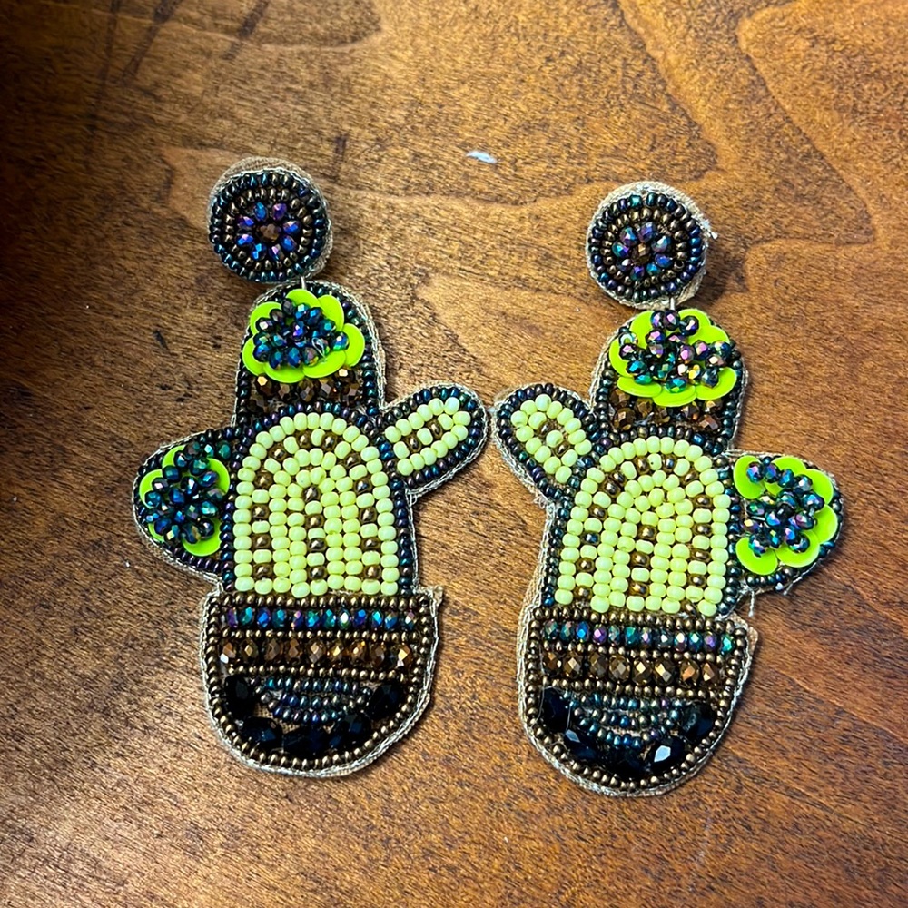 Cactus seed bead earrings